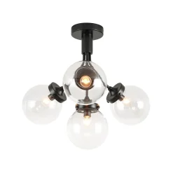 4-Light Bloom Clear Glass Globe Semi Flush Mount