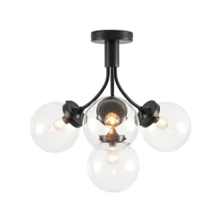 4-Light Bloom Clear Glass Globe Semi Flush Mount