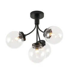 4-Light Bloom Clear Glass Globe Semi Flush Mount