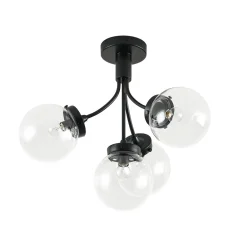 4-Light Bloom Clear Glass Globe Semi Flush Mount