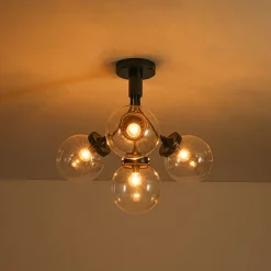 4-Light Bloom Clear Glass Globe Semi Flush Mount