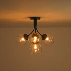 4-Light Bloom Clear Glass Globe Semi Flush Mount