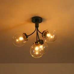 4-Light Bloom Clear Glass Globe Semi Flush Mount