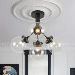 4-Light Bloom Clear Glass Globe Semi Flush Mount