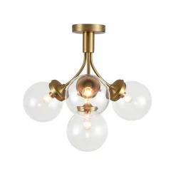 4-Light Bloom Clear Glass Globe Semi Flush Mount