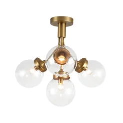 4-Light Bloom Clear Glass Globe Semi Flush Mount