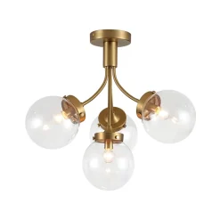 4-Light Bloom Clear Glass Globe Semi Flush Mount
