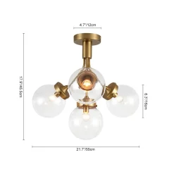 4-Light Bloom Clear Glass Globe Semi Flush Mount
