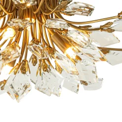 4-Light Bloom Crystal Leaf Semi Flush Mount Light