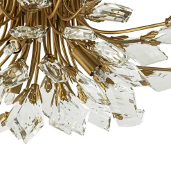 4-Light Bloom Crystal Leaf Semi Flush Mount Light