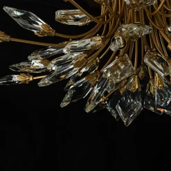 4-Light Bloom Crystal Leaf Semi Flush Mount Light