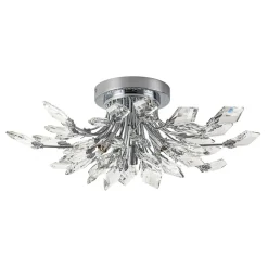 4-Light Bloom Crystal Leaf Semi Flush Mount Light