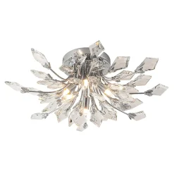 4-Light Bloom Crystal Leaf Semi Flush Mount Light