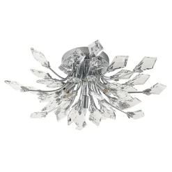 4-Light Bloom Crystal Leaf Semi Flush Mount Light