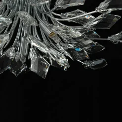 4-Light Bloom Crystal Leaf Semi Flush Mount Light