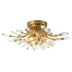4-Light Bloom Crystal Leaf Semi Flush Mount Light