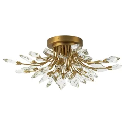 4-Light Bloom Crystal Leaf Semi Flush Mount Light