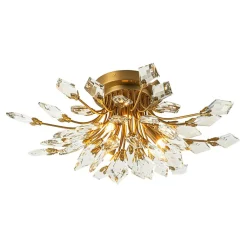 4-Light Bloom Crystal Leaf Semi Flush Mount Light