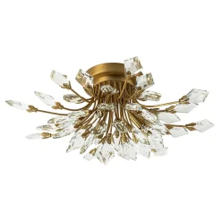 4-Light Bloom Crystal Leaf Semi Flush Mount Light