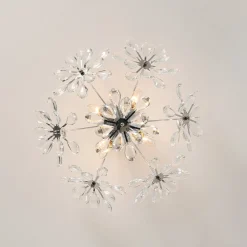 4-Light Bloom Dandelion Crystal Sputnik Semi Flush Mount