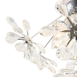 4-Light Bloom Dandelion Crystal Sputnik Semi Flush Mount