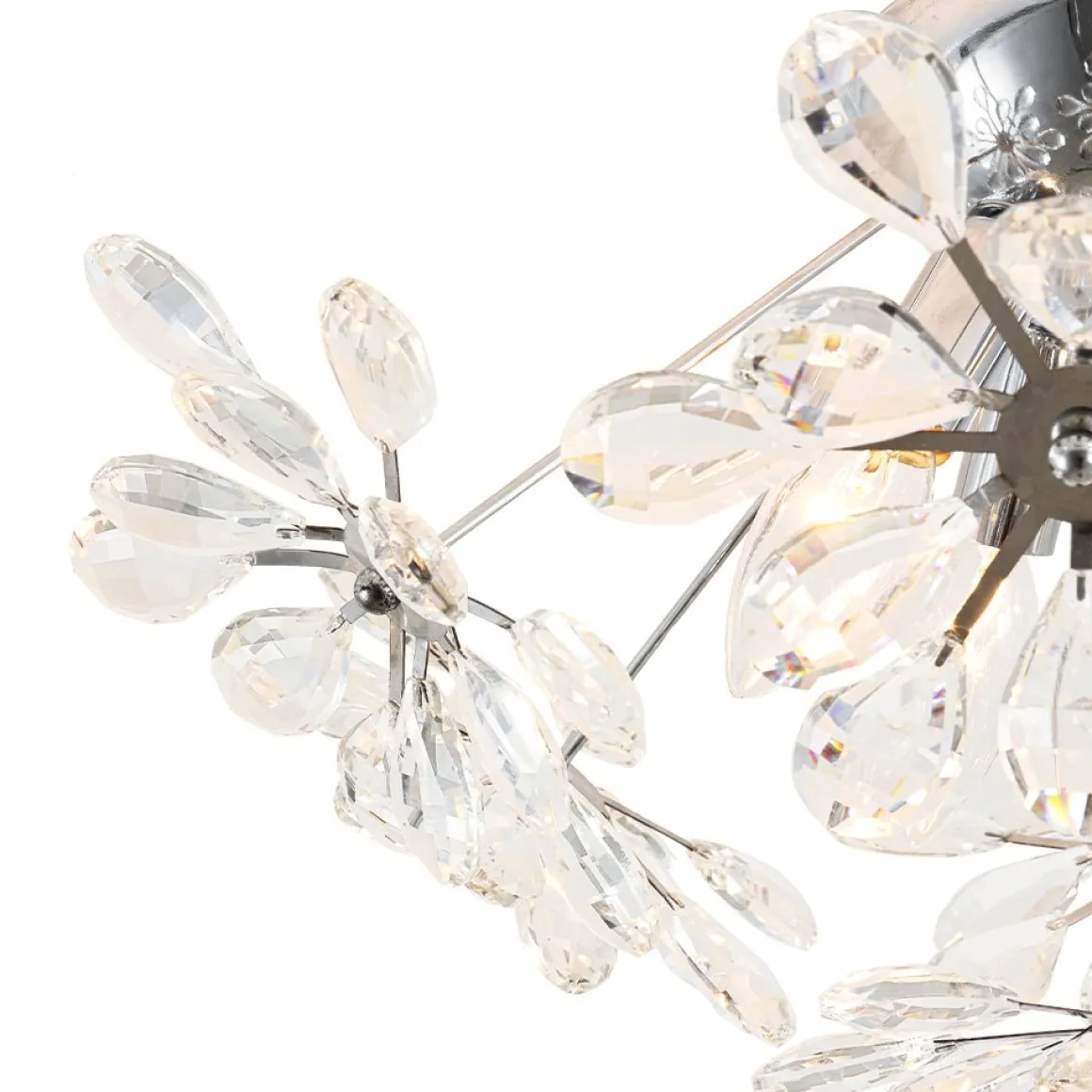 4-Light Bloom Dandelion Crystal Sputnik Semi Flush Mount