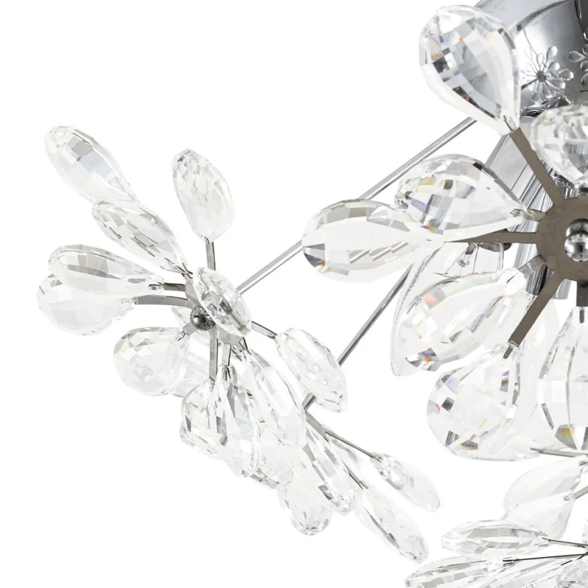 4-Light Bloom Dandelion Crystal Sputnik Semi Flush Mount