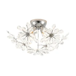 4-Light Bloom Dandelion Crystal Sputnik Semi Flush Mount