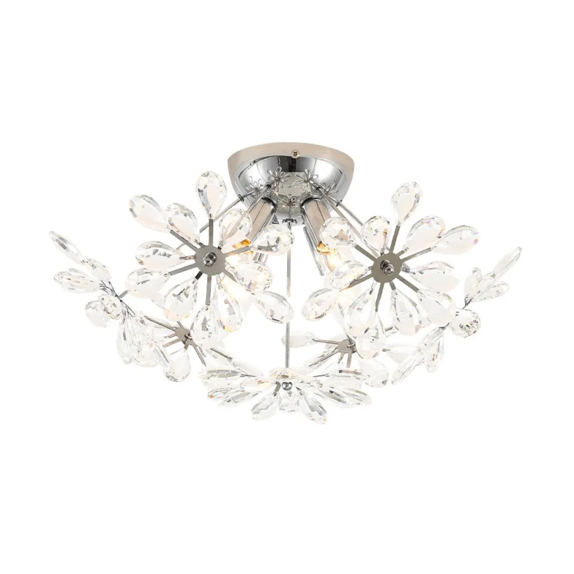 4-Light Bloom Dandelion Crystal Sputnik Semi Flush Mount