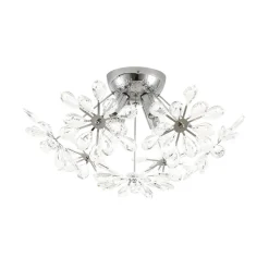 4-Light Bloom Dandelion Crystal Sputnik Semi Flush Mount