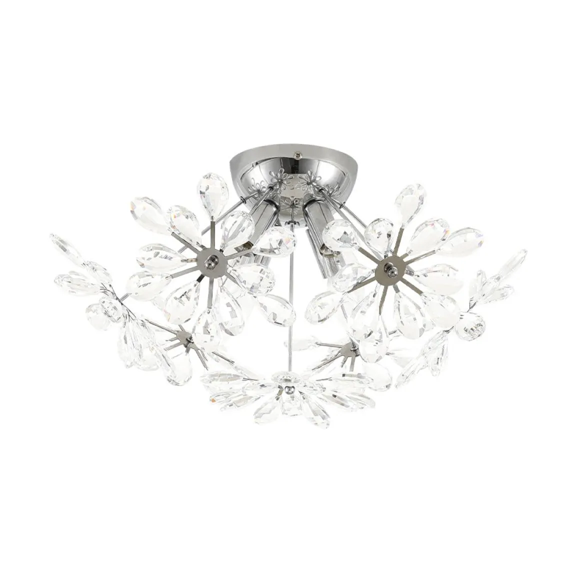 4-Light Bloom Dandelion Crystal Sputnik Semi Flush Mount