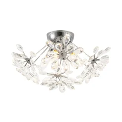 4-Light Bloom Dandelion Crystal Sputnik Semi Flush Mount