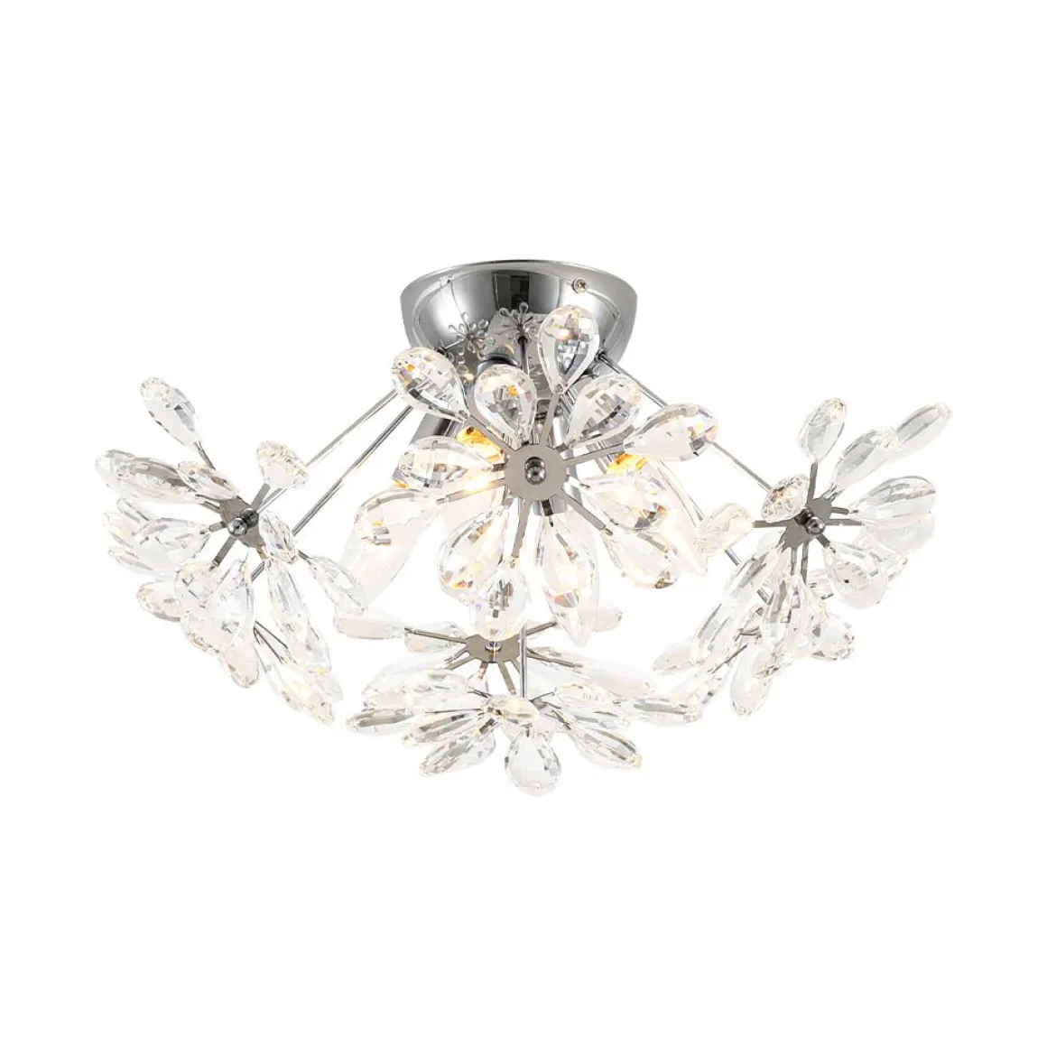4-Light Bloom Dandelion Crystal Sputnik Semi Flush Mount