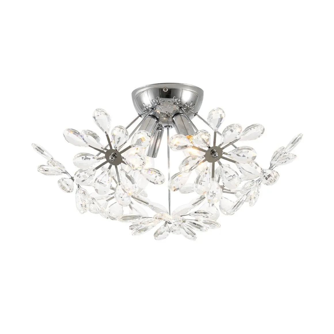 4-Light Bloom Dandelion Crystal Sputnik Semi Flush Mount