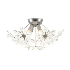 4-Light Bloom Dandelion Crystal Sputnik Semi Flush Mount