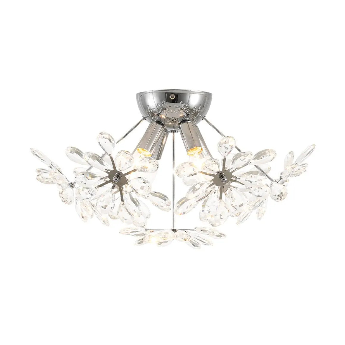 4-Light Bloom Dandelion Crystal Sputnik Semi Flush Mount