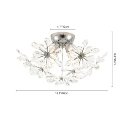 4-Light Bloom Dandelion Crystal Sputnik Semi Flush Mount