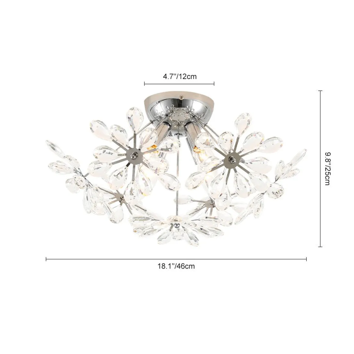 4-Light Bloom Dandelion Crystal Sputnik Semi Flush Mount