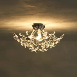 4-Light Bloom Dandelion Crystal Sputnik Semi Flush Mount