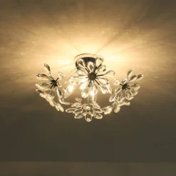 4-Light Bloom Dandelion Crystal Sputnik Semi Flush Mount