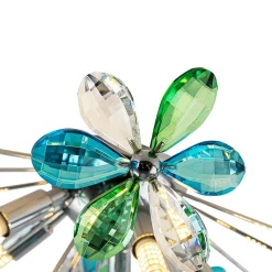 5-Light Bloom Green Blue Crystal Dandelion Semi Flush Mount