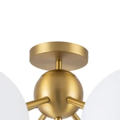 6-Light Bloom Opal Glass Globe Round Sputnik Semi Flush Mount