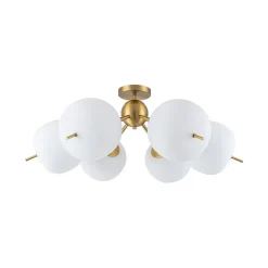 6-Light Bloom Opal Glass Globe Round Sputnik Semi Flush Mount