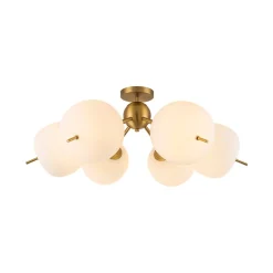6-Light Bloom Opal Glass Globe Round Sputnik Semi Flush Mount