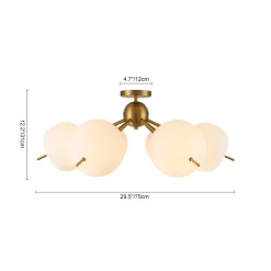 6-Light Bloom Opal Glass Globe Round Sputnik Semi Flush Mount