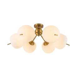 6-Light Bloom Opal Glass Globe Round Sputnik Semi Flush Mount