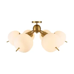 6-Light Bloom Opal Glass Globe Round Sputnik Semi Flush Mount