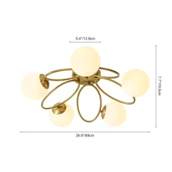 5-Light Bloom Ring Opal Glass Globe Semi Flush Mount