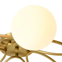5-Light Bloom Ring Opal Glass Globe Semi Flush Mount