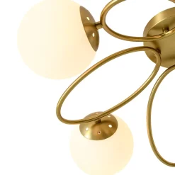 5-Light Bloom Ring Opal Glass Globe Semi Flush Mount